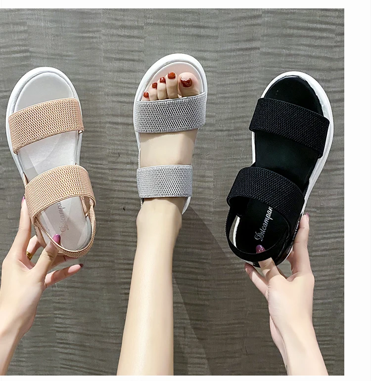 

Comfortable Stretch Fabric Women's Sports Sandals Summer Fashion Open-toe Flat Casual Shoes 2021 New EVA Non-slip Female shoes