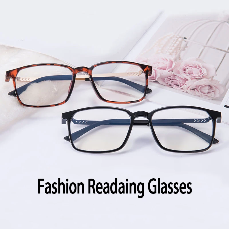 

May Flower Square Progressive Reading Glasses Eyeglasses For FarsightednessBlue Light Blocking Near Far Glasses Frame okulary+2