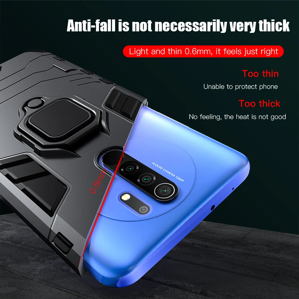 Противоударный армированный чехол KEYSION для Redmi 9 силиконовая задняя крышка с