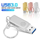 Металлический флеш-накопитель, Высокоскоростной USB 3,0 флэш-накопитель 16 ГБ 32 ГБ 64 Гб 128 ГБ Флешка водонепроницаемый Usb-накопитель мини-карта памяти с кольцом для ключей