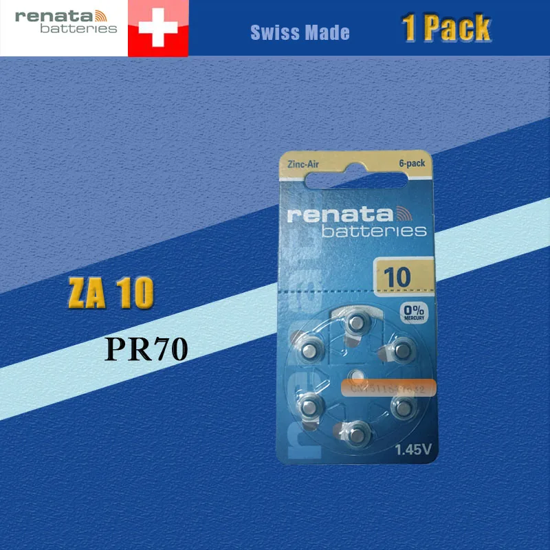 1 упаковка (6 батарей) XRenata Maratone размера плюс ZA10 PR70 Zinc Air 45 V Аккумулятор для
