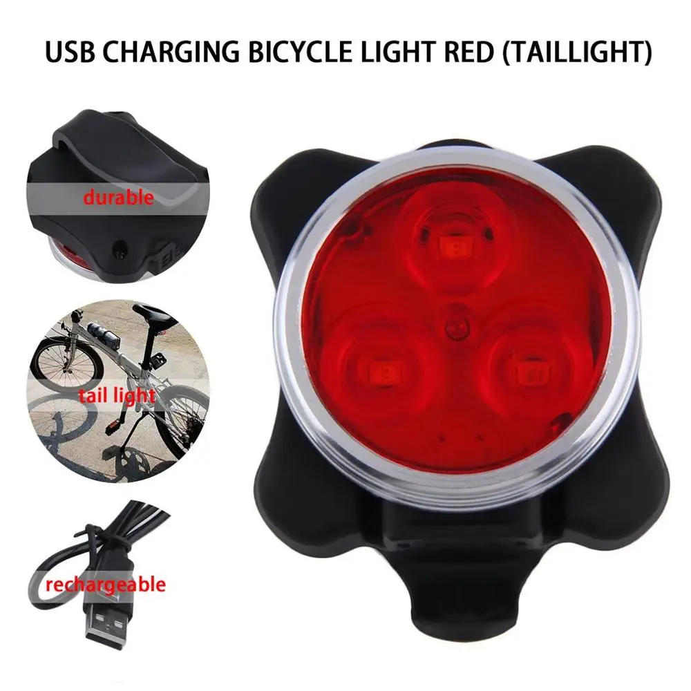 4 режима USB Oplaadbare Fiets Licht 3 светодиодный головной фонарь Voorkant Staart Clip Licht лампа для наружного освещения Fietsen fiets аксессуары