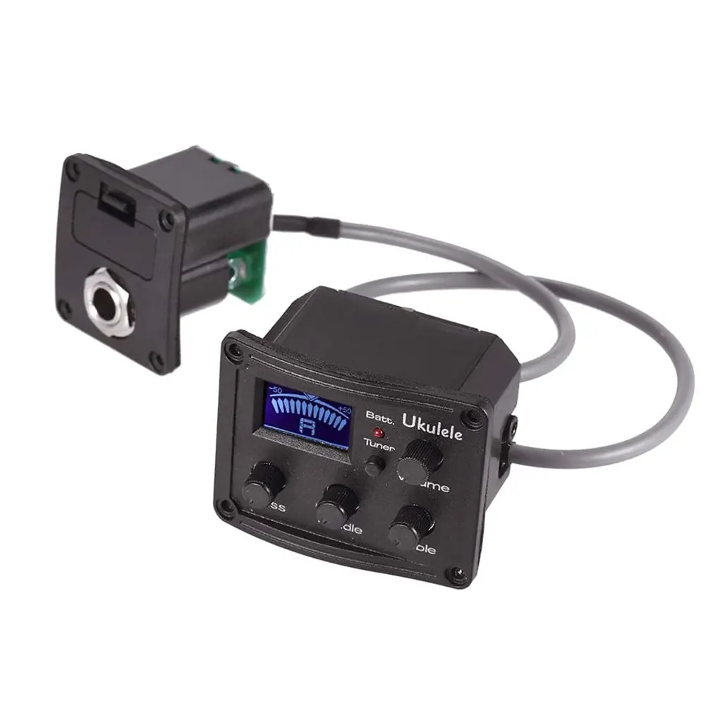 

Ukulele Uke Piezo Pickup Preamp 3-Band EQ Equalizer Tuner System With LCD Display Ukulele Accessories Black Guitar Accessories
