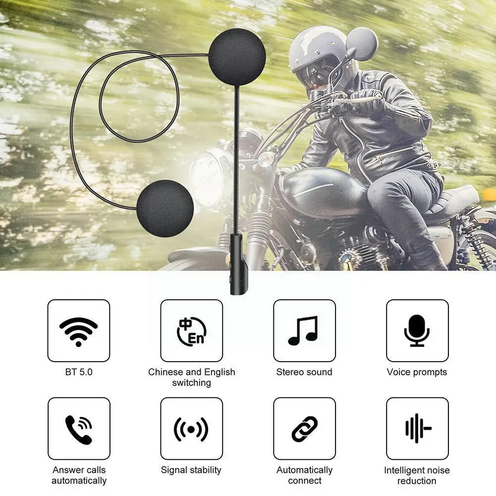 

900mAh Long Standby Motorcycle Bluetooth 5.0 Headset Automatic Headset Headset Riding Helmet Connection Wireless U1J0