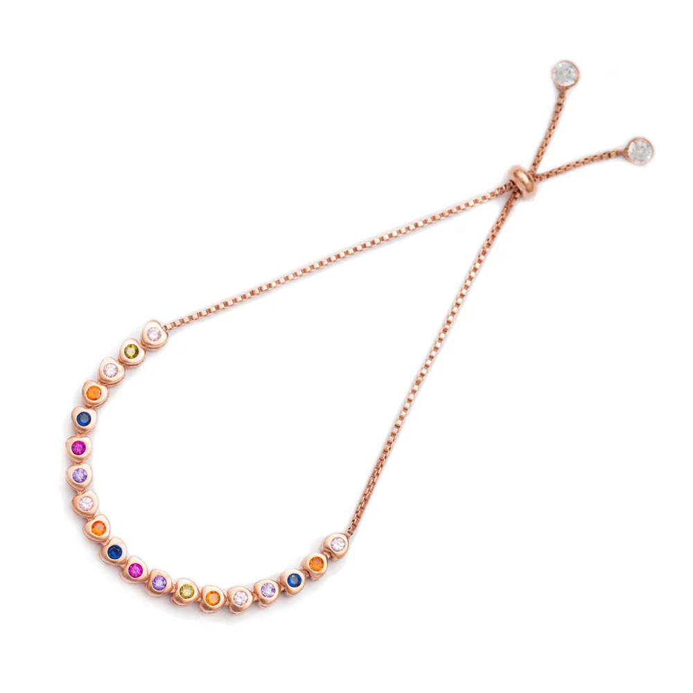

Adjustable Colorful Heart Tennis 925 Sterling Silver Handmade Bracelet Heart Tennis Bracelet