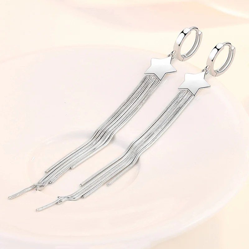 

Five-pointed star tassel earrings long temperament earrings Korean star earrings ear hooks female trendy new