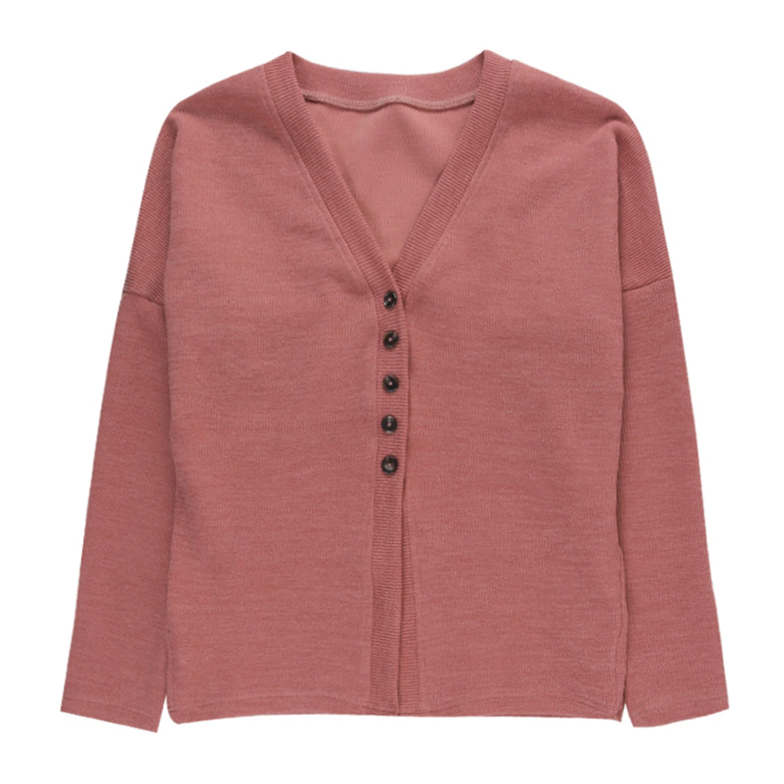 

hirigin Spring Women's Buttoned Knittwear Cardigan 2021 Casual Long Sleeve V Neck Solid Color Loose Knitted Coat