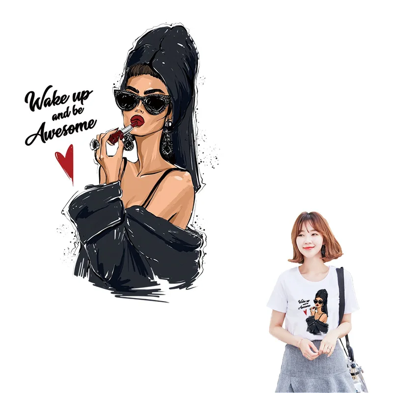

Trend Women Iron-on Transfers Patches for Clothing Vinyl Thermo Stickers Applique Diy Heat Thermotransfer Stripes on Clothes Set