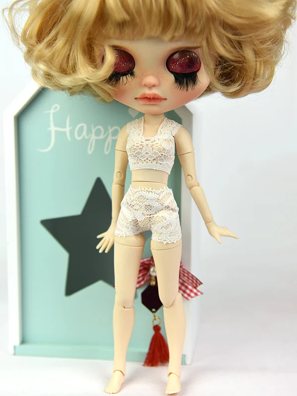 WHITE STYLE 1 Одежда Blyth Dolls, нижнее белье, костюм, кружевной бюстгальтер и трусики, подходит для Blyth кукла 1/6, обычный, суставный, Azone, Licca Body, ледяная кукла - Цвет: WHITE STYLE 1