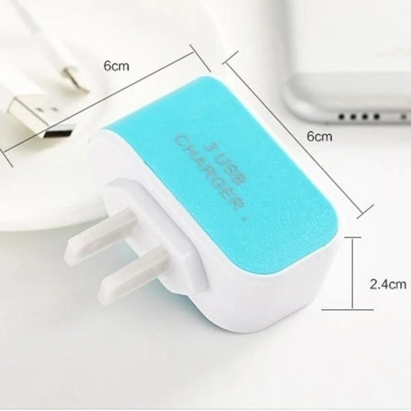 Настенное зарядное устройство с 3 портами USB и европейской вилкой | Электроника