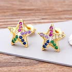 Серьги-гвоздики женские золотистые, стразы, 30 видов