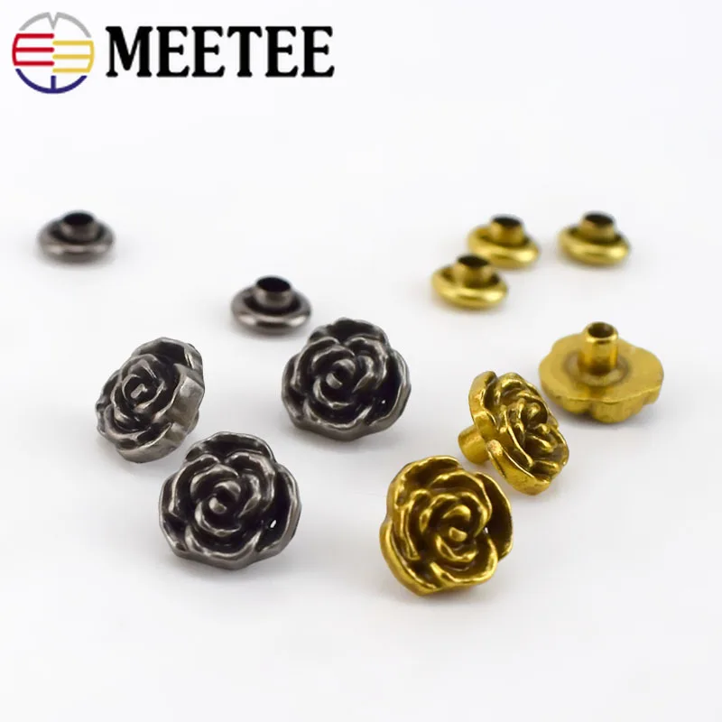 Металлические заклепки в виде роз Meetee 10/30 шт. 8 мм ретро медная заклепка винтовая
