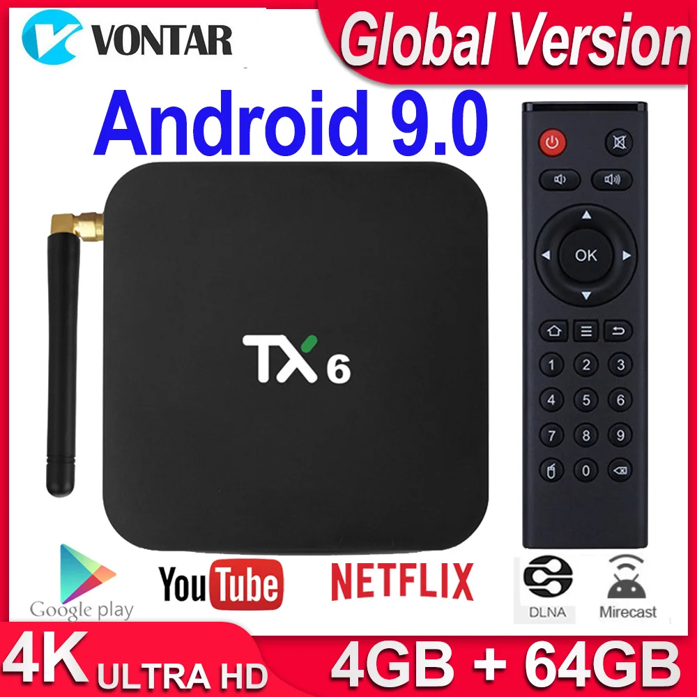 4K Smart tv Box Android 9,0 TX6 Allwinner H6 4GB ram 64GB rom 2G/16G 32G BT 2,4G/5 GHz двойной WiFi медиаплеер TX6 MINI