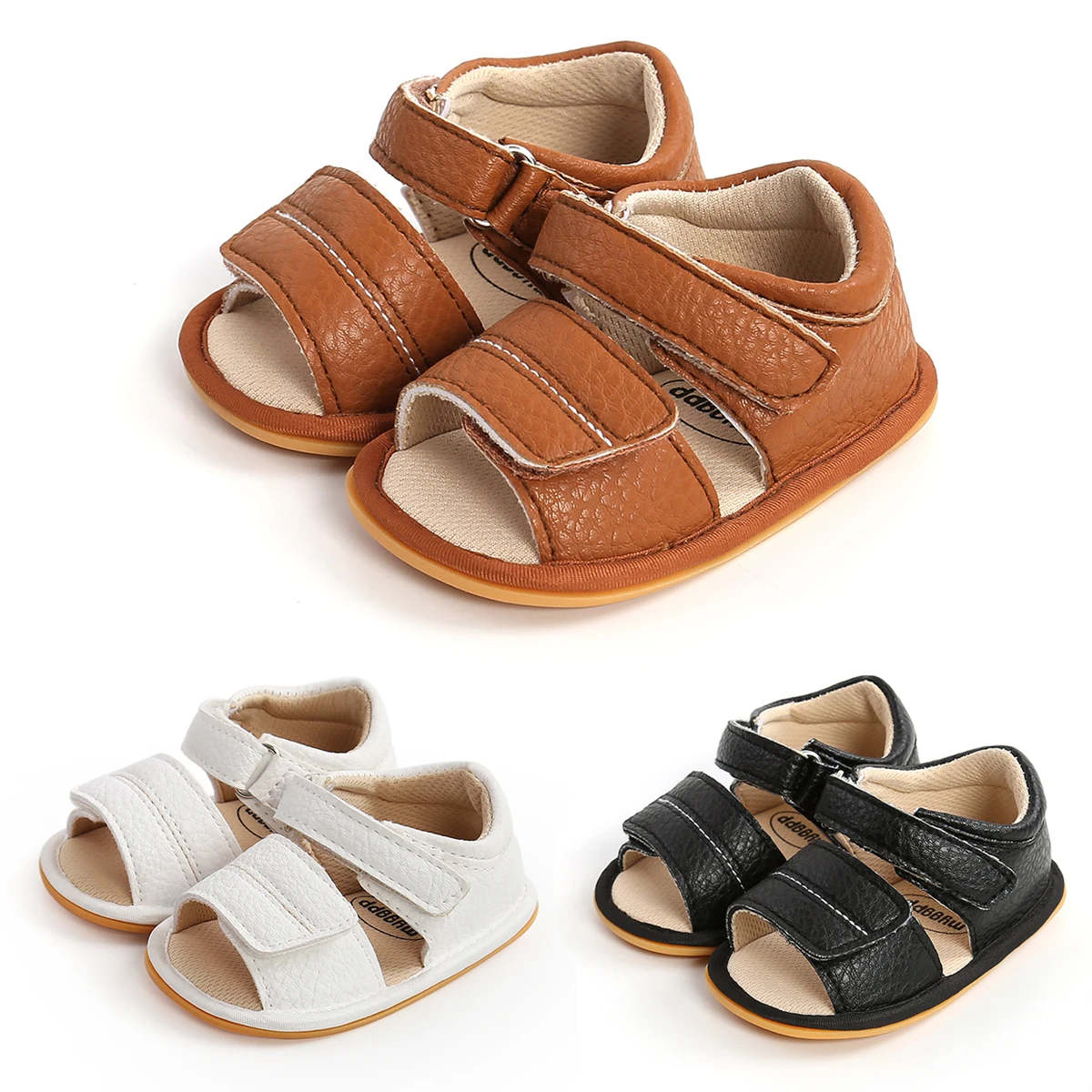Сандалии для новорожденных девочек и мальчиков однотонные Нескользящие