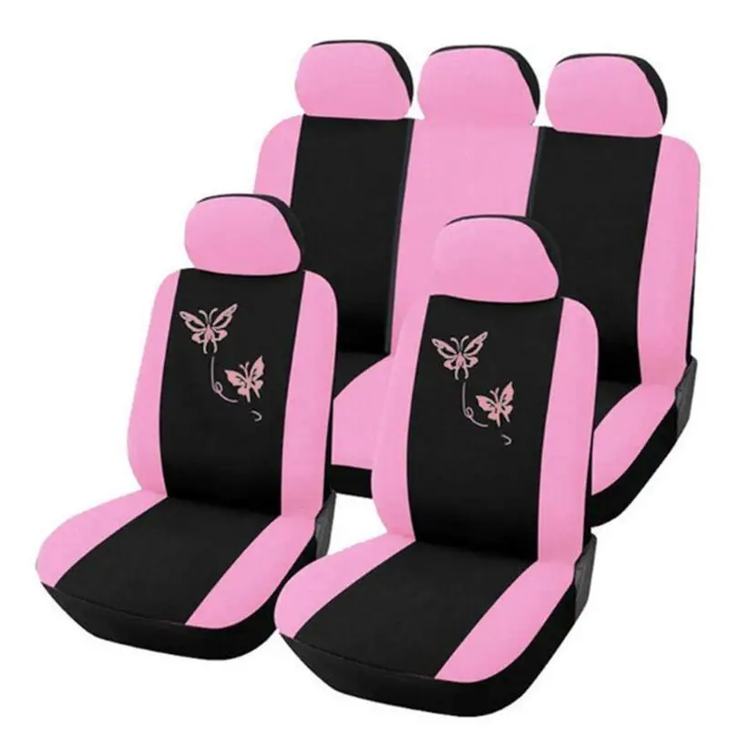 

4/9 Pcs high Elasticity Polyester Fabric Comfortable Cover Butterfly Interior breathable Cushion And accessories Logo Car C D5Q3