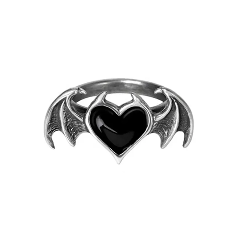

New hip-hop retro love ring female devil wings shape ring rings for women whole sale jewelry rings for men