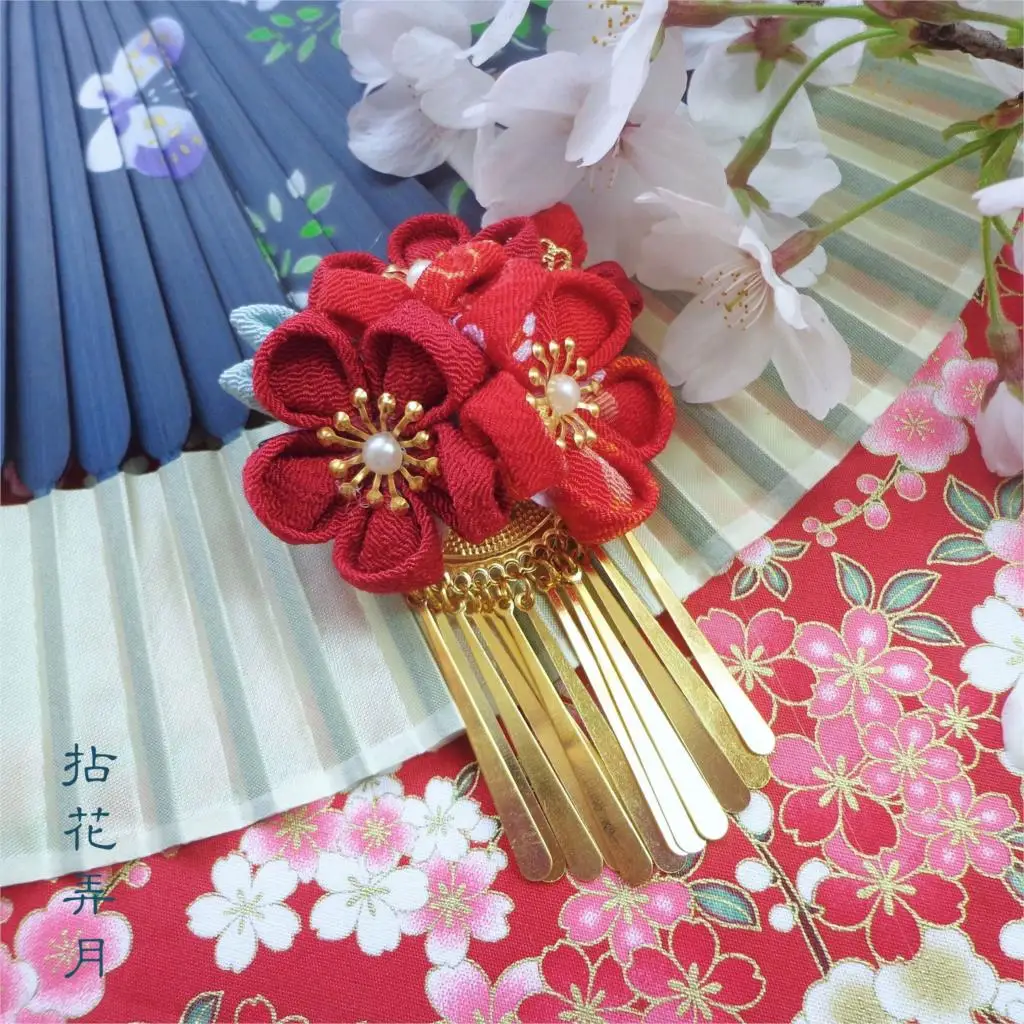 

And wind crepe fabric flower hair clip kimono fringed edge clip hair tire tire accessories