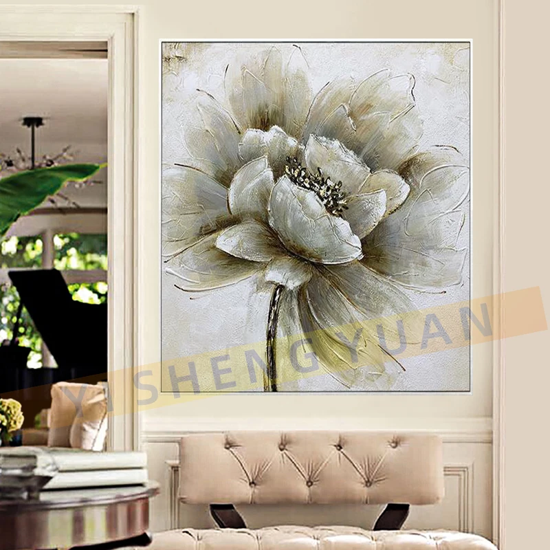 

Free Shipping Home Decor Wall Art Pictures 1 Pieces White Flower Wall Art Oil Paintings Unframed