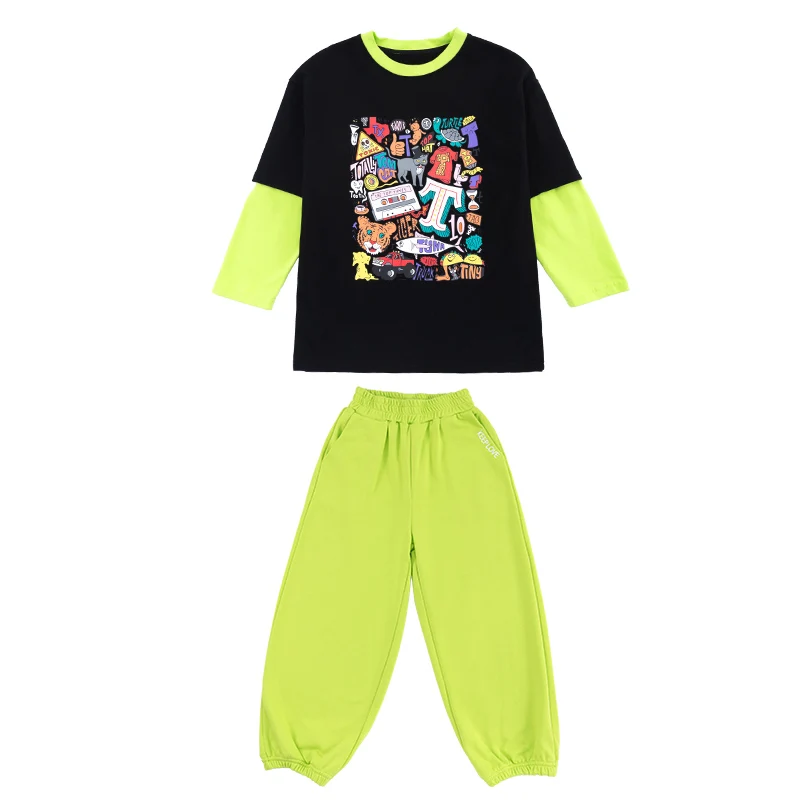 

Kids Jazz Dance Costumes Long Sleeve Hip Hop Suit Modern Street Dance Performance Clothing Kids Catwalk Show Outfits