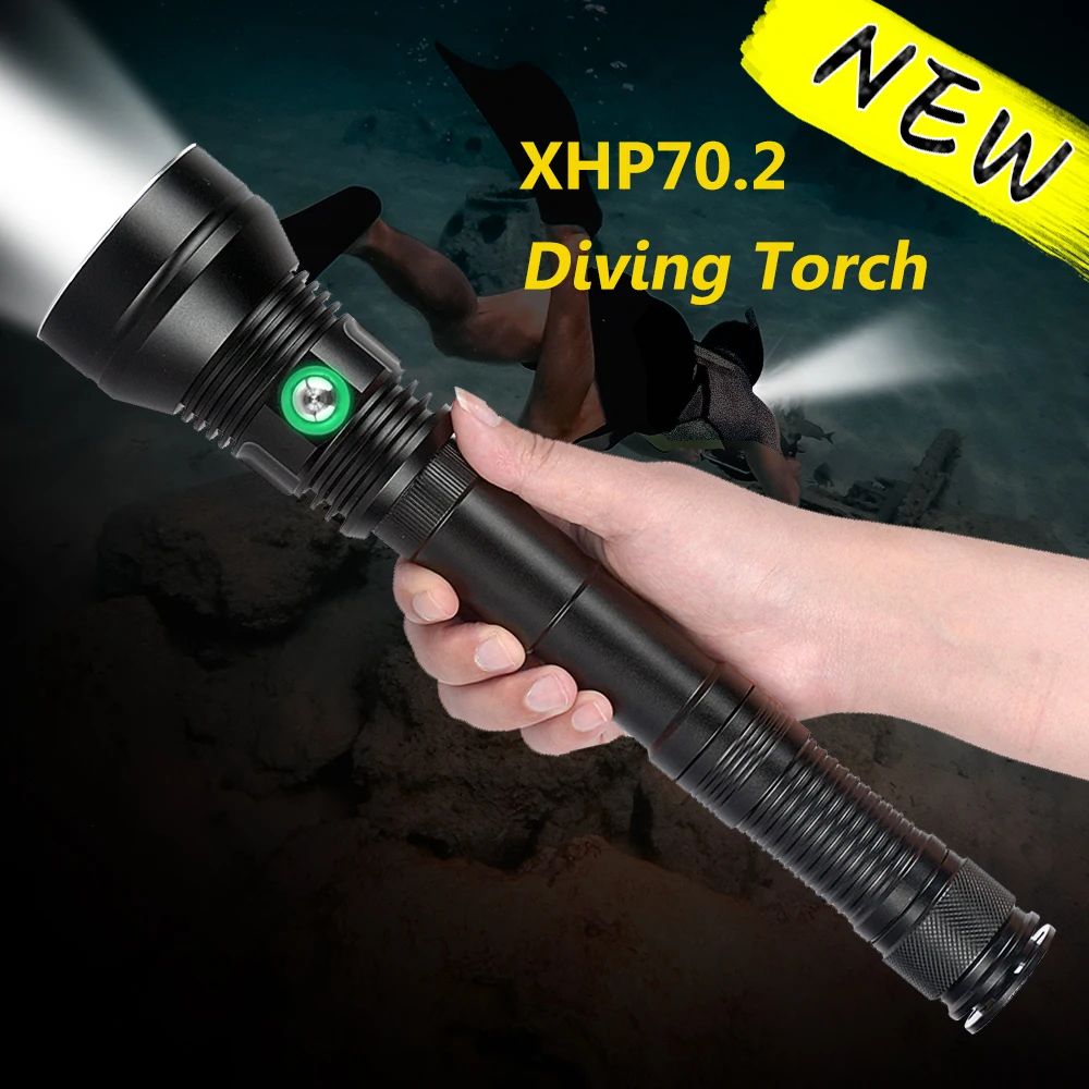 Профессиональный мощный фонарик XHP70.2 Full IP8 для дайвинга подводный светильник 200 м