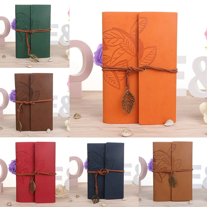 

Vintage Leaf Bandage Notebook Agenda With Faux Leather Cover Loose Leaf Note Book For School Stationery Or Traveler