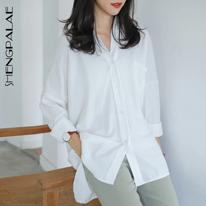 Женская свободная рубашка SHENGPALAE Повседневная Блузка с длинным рукавом и