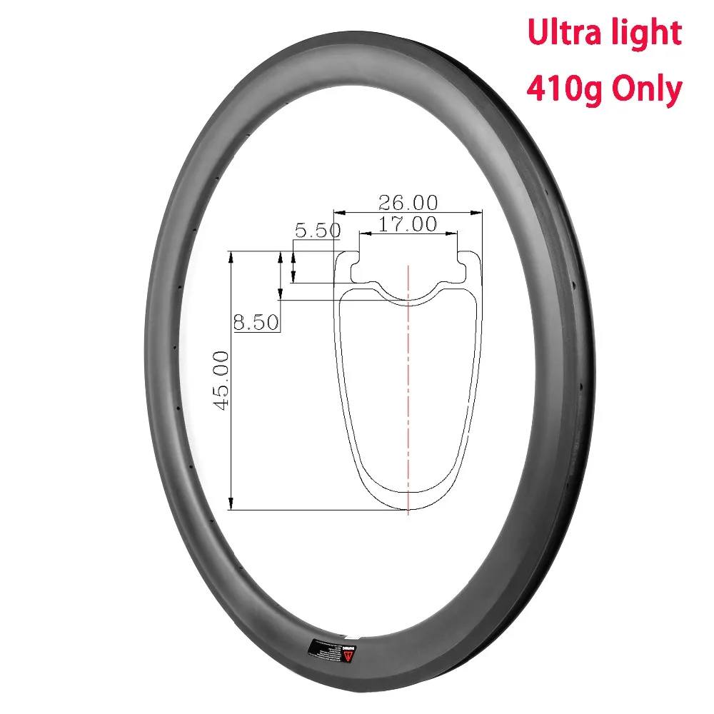 Велосипедный обод из углеродного волокна 390 г 35 мм глубина 26 ширина 45 410