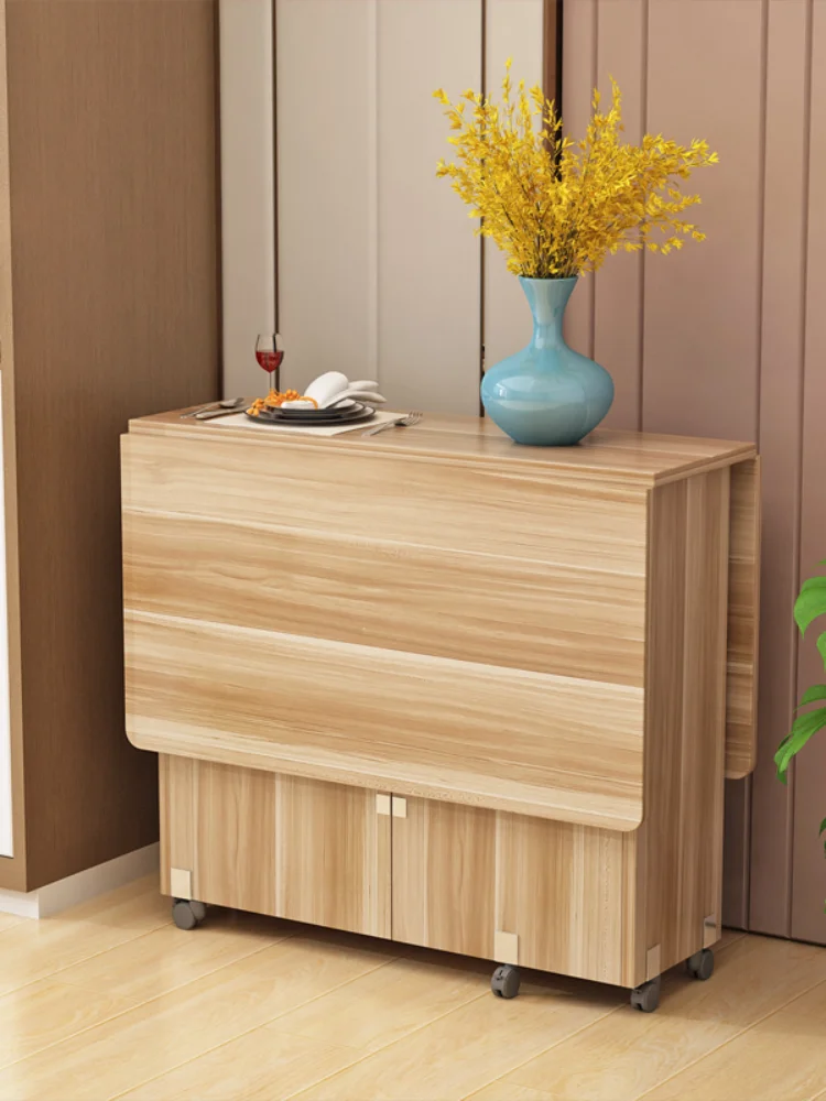 Muebles sencillos modernos para el hogar, mesa de comedor de madera plegable, multifunciolmacenamiento extraíble
