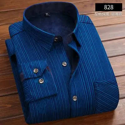 С добавлением шерсти мужская клетчатая рубашка на пуговицах нагрудный карман