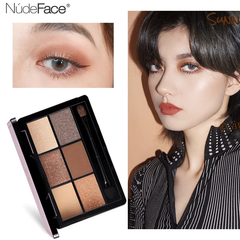 6 цветов Палитра теней для век Блеск глаз Красота глазированный корейский стиль