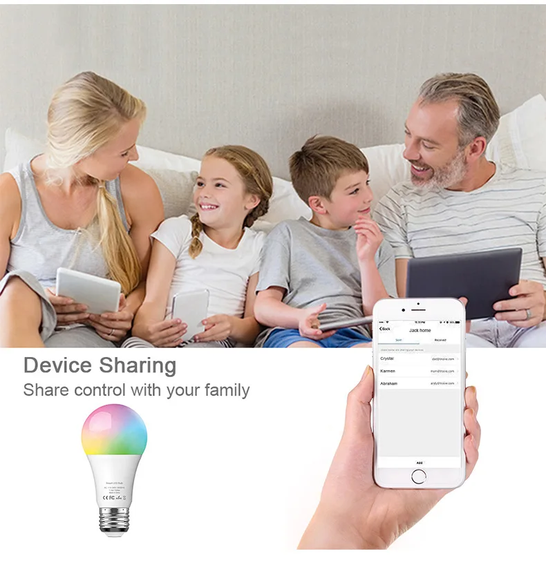 Tuya Smart Life Wifi умный светодиодный светильник, лампа E27 7,5 Вт 750Lm RGB+ 6500K холодный белый светильник, работает с Alexa Google Home IFTTT