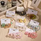 Новые корейские красочные акриловые винтажные геометрические серьги-кольца из полимерной смолы в стиле ретро для женщин и девочек ювелирные изделия для вечерние и путешествий подарки