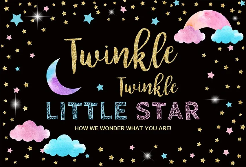 

Mehofond Photography Background Twinkle Twinkle Little Star Shinning Star Moon Baby Shower Birthday Backdrop Photo Studio Props