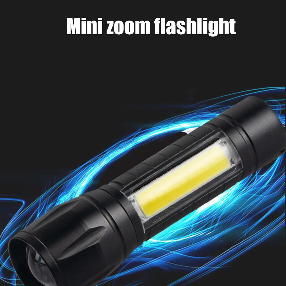 

Mini Flashlight Aluminum Alloy LED Bulbs Adjustable Zoom Waterproof COB 3 Model Lamp Beads Torches USB Rechargeable for Camping