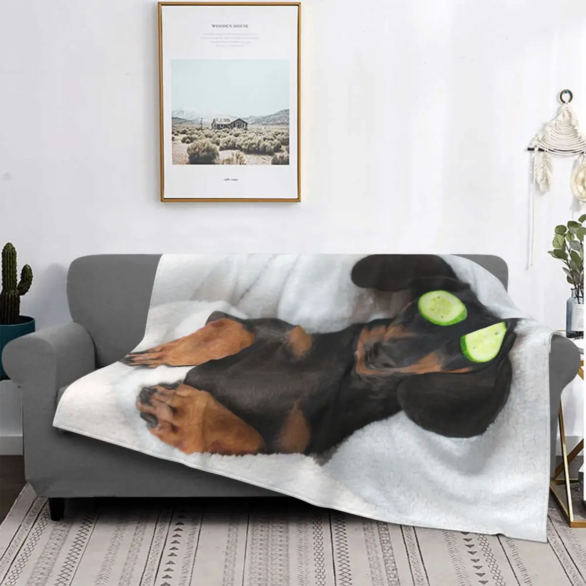 

Dog Dachshund Knitted Blanket Gift for Animal Dogs Lover Flannel Throw Blankets Home Couch Personalised Lightweight Bedspread