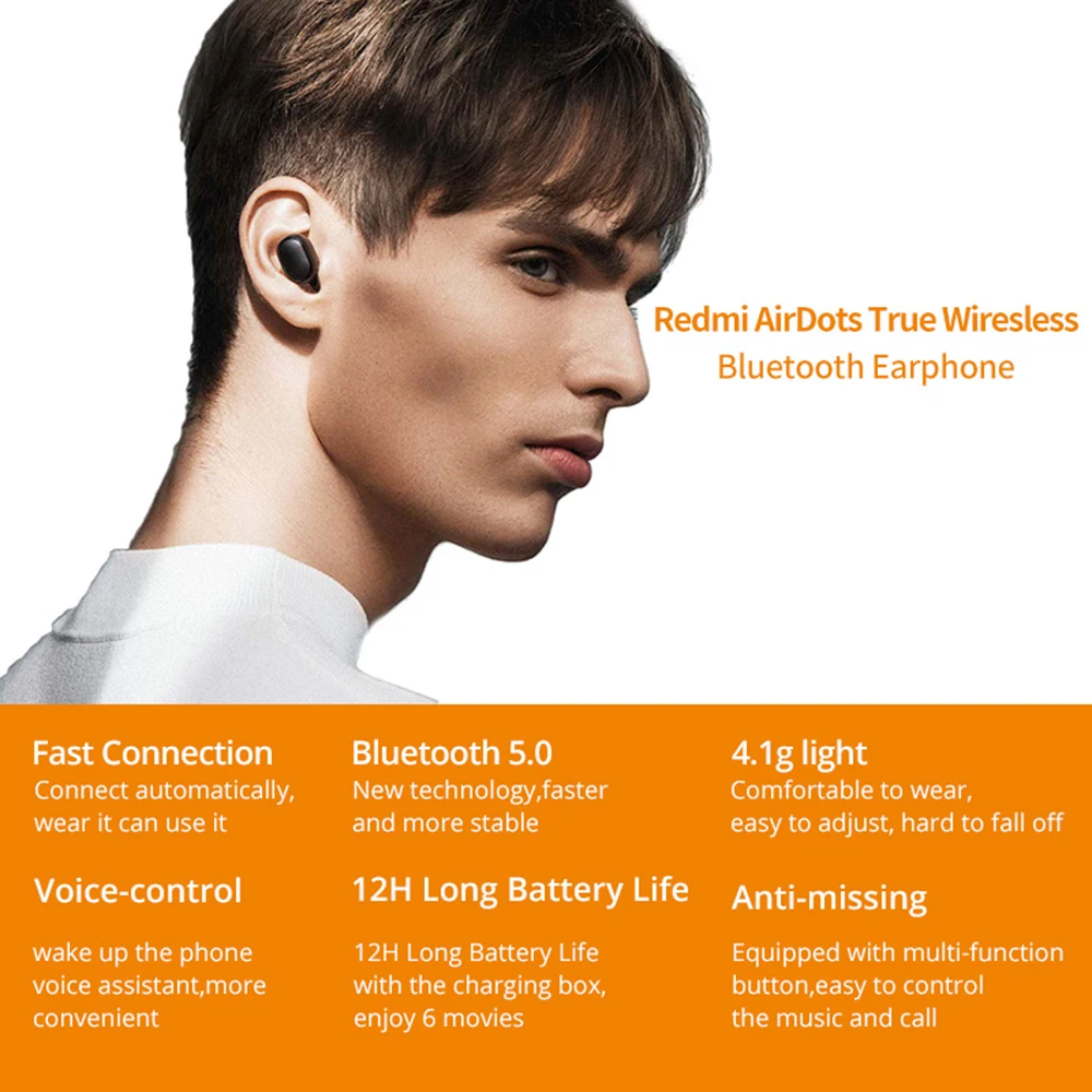Оригинальный Xiaomi Redmi AirdotsTWS ушная раковина с надписью Bluetooth 5 0 гарнитура стерео