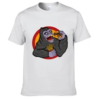 gorilla eating a burger and fries summer print t shirt clothes popular shirt cotton tees amazing short sleeve unique unisex tops