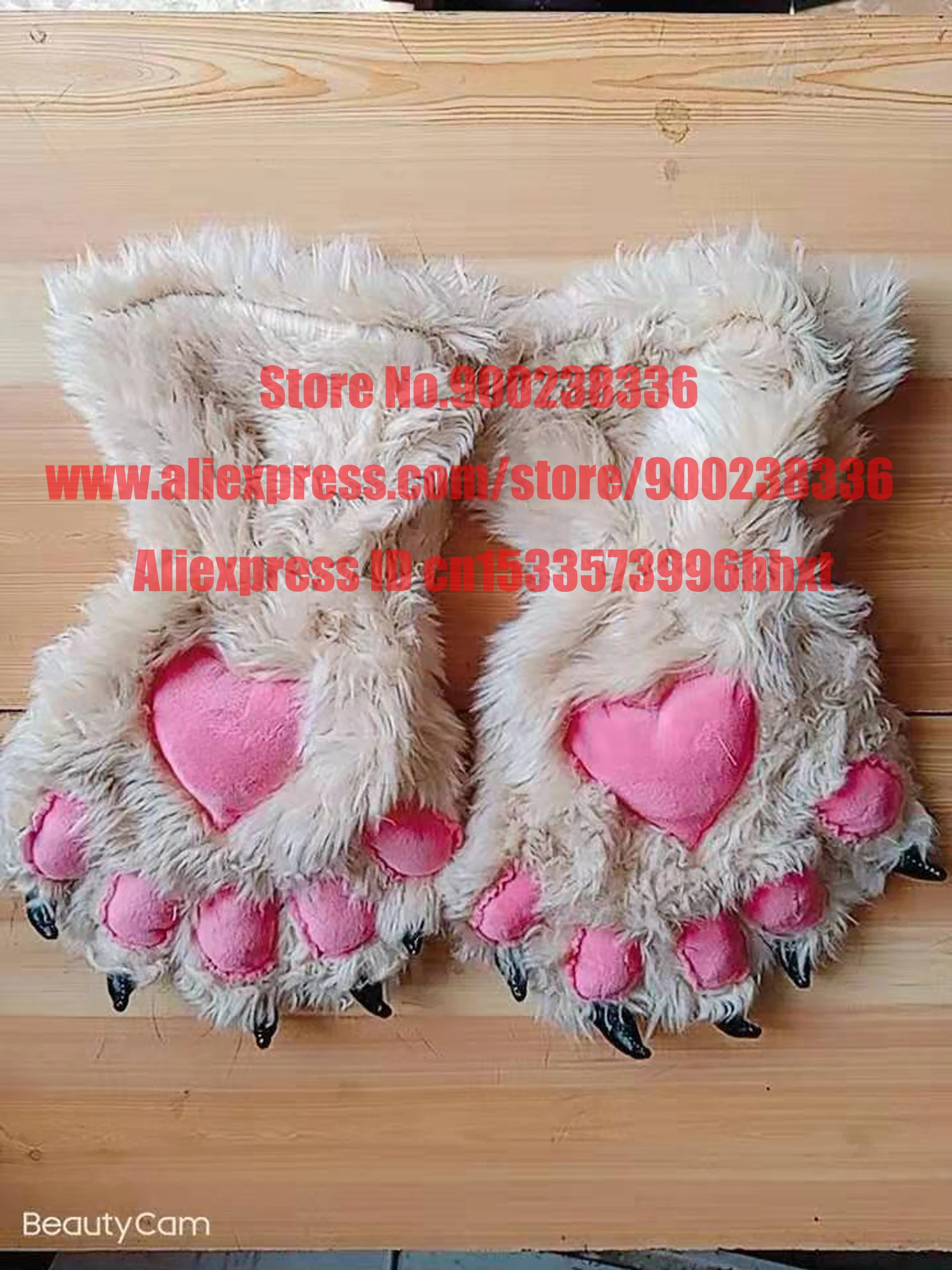 Перчатки унисекс бежевые с кошачьими лапками 2 шт. |