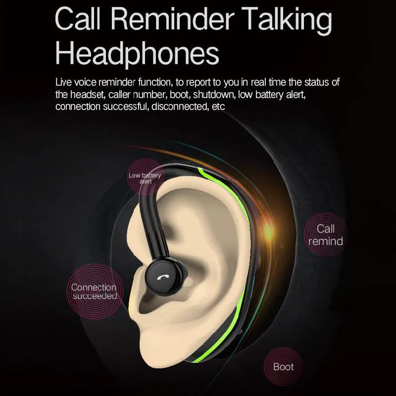 Handsfree Business Earbuds IPX7 Waterproof Bluetooth Headphones With Mic Voice Control Wireless Headset For Phones | Электроника