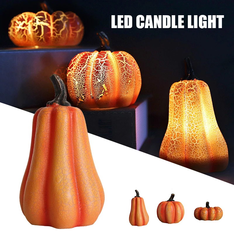 

Artificial Pumpkins Light Realistic LED Candle Light Resin Ornaments Halloween Party Props Decoration Party Holiday DIY Decor