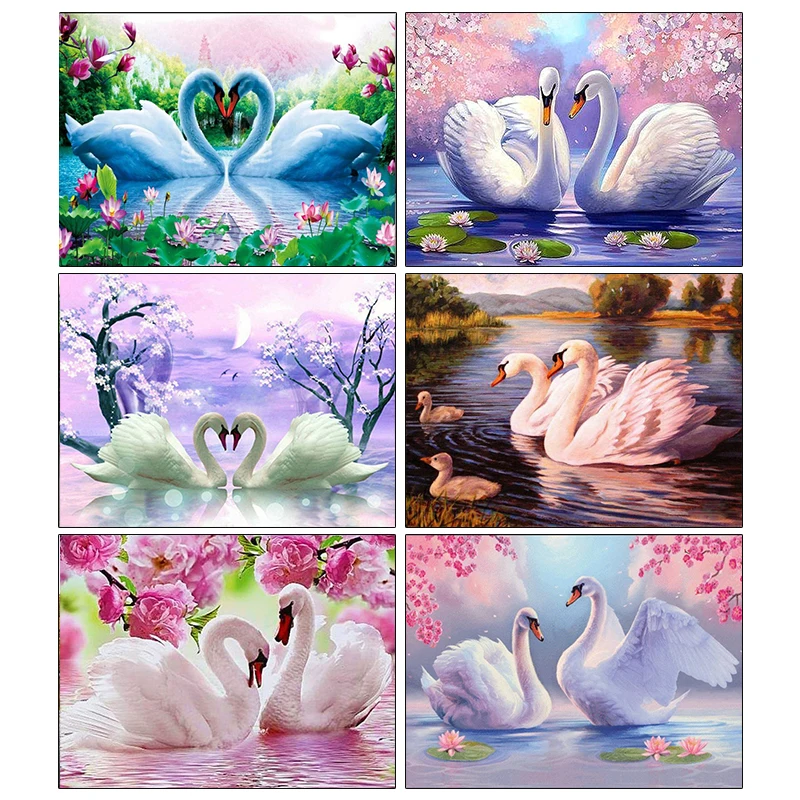 

AMPHIBOLE Diamond Painting Beaded Swan Diamond Mosaic Animal Handwork Cross Stitch Kit Diamond Embroidery Crystal Full Set Gift