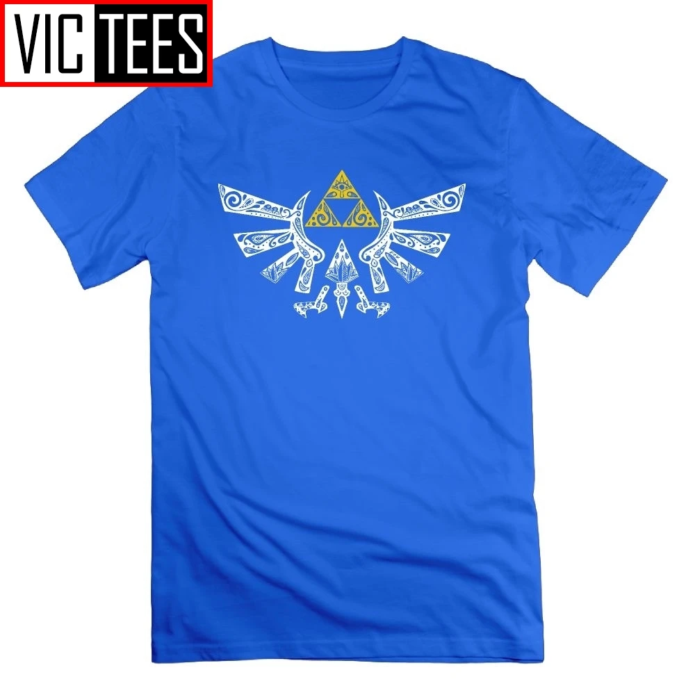 Легенда о Зельде футболка Zelda Hyrule каракули Винтаж хлопок футболки Графический для мужчин короткий рукав Футболка - Цвет: Синий