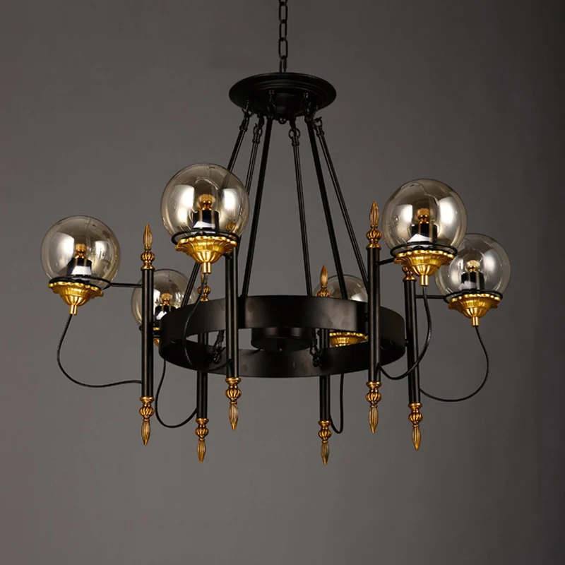 Стеклянная люстра в стиле индустрии американская Ретро железная лампа для