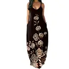 Женское длинное платье-комбинация на бретельках, с цветочным принтом