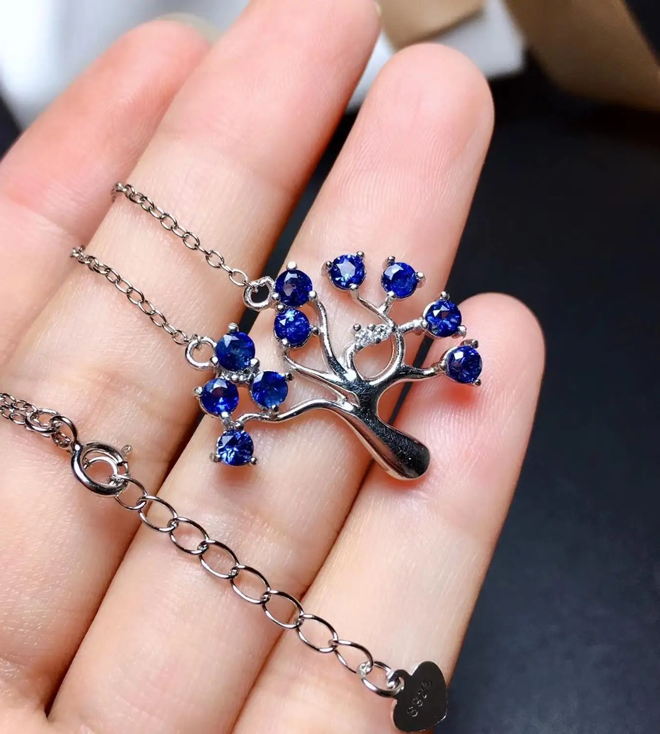 Ожерелье из серебра 925 пробы с натуральным голубым сапфиром Шри-Ланки | Украшения