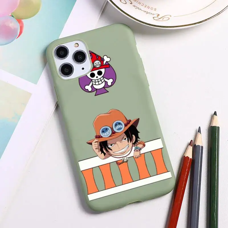 

KPUSAGRT One Piece Japan Anime Phone Case for iPhone 11 Pro Max X XR XS 8 7 6s Plus Candy green Silicone Cases