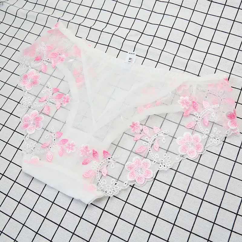 

2021 new sexy transparent lace embroidery flower underwear set, ultra-thin bra, ultra-thin, small