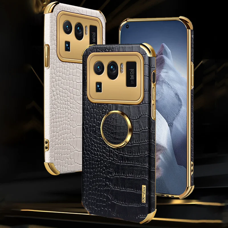 

Crocodile leather Magnetic Ring Stand Case For Xiaomi Mi 11 Lite Pro Ultra Redmi Note10 Pro Max s Texture Cover For Redmi Note10