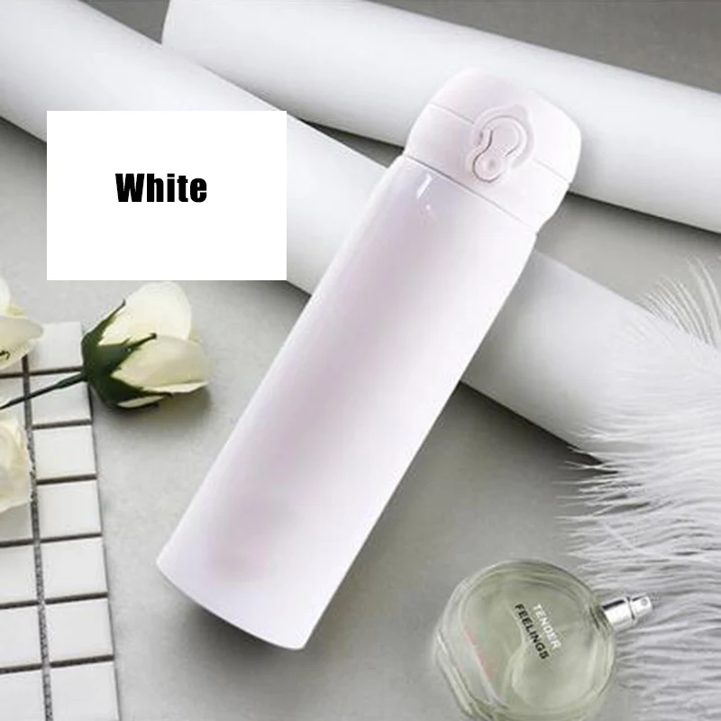 AQW1449 500ml white Дизайн, двойные стенки, термосы из нержавеющей стали, 500 мл, термос, чашка для кофе, чая, молока, кружка для путешествий, термобутылка, подарки, Термокружка - Цвет: AQW1449 500ml white