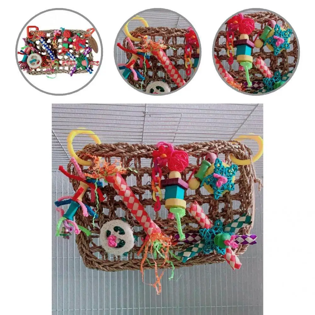 

Parrot Cage Toy Useful Birds Climbing Foraging Activity Wall Toy Colorful Wooden Blocks Multi-purpose Parrot Chewing Toys